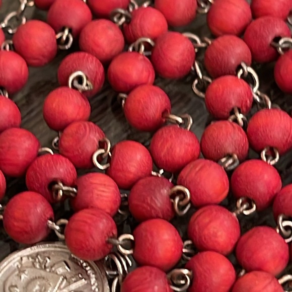 Perfume Scent Rosary Necklace - Red Wooden beaded Rosary - Picture 14 of 14